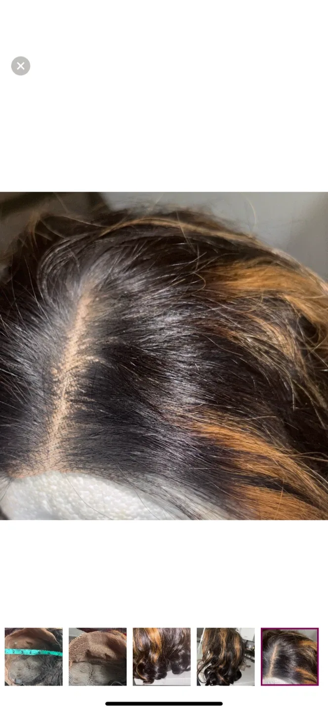 Human hair highlights Brown Wig, 14 Inches image indicator(7)