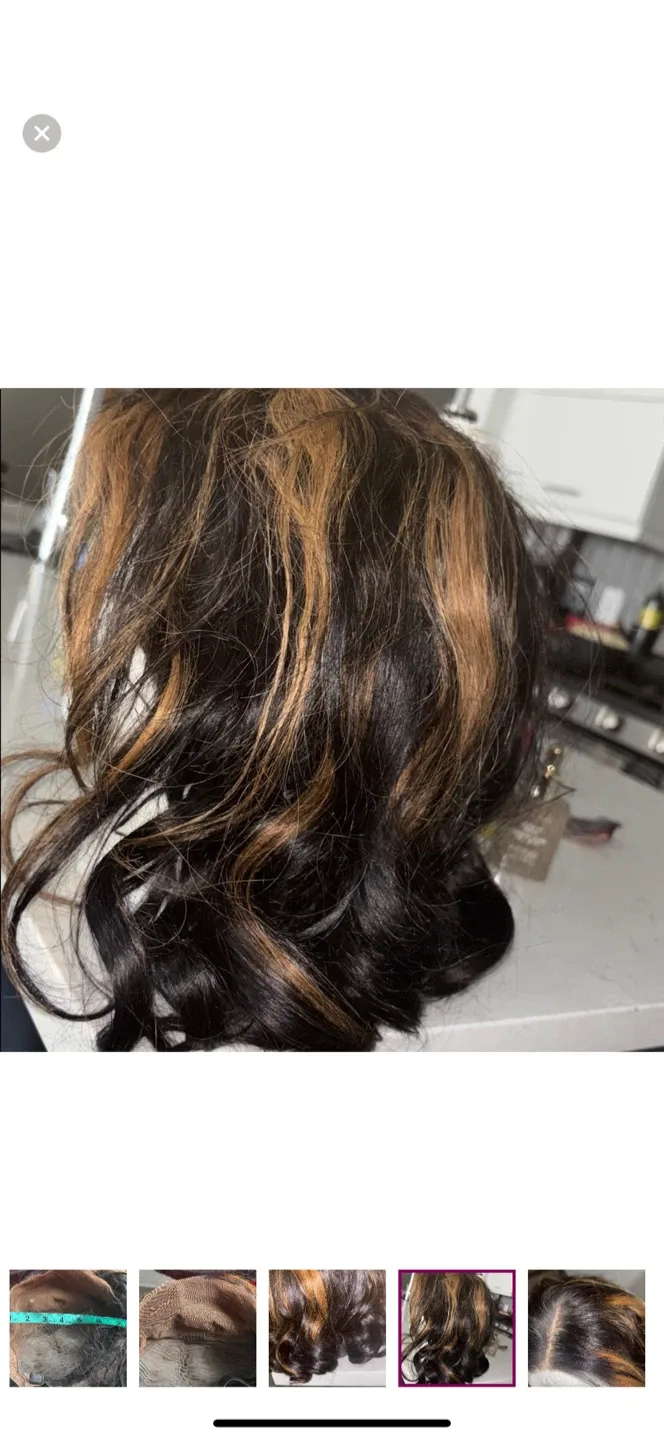 Human hair highlights Brown Wig, 14 Inches image indicator(8)