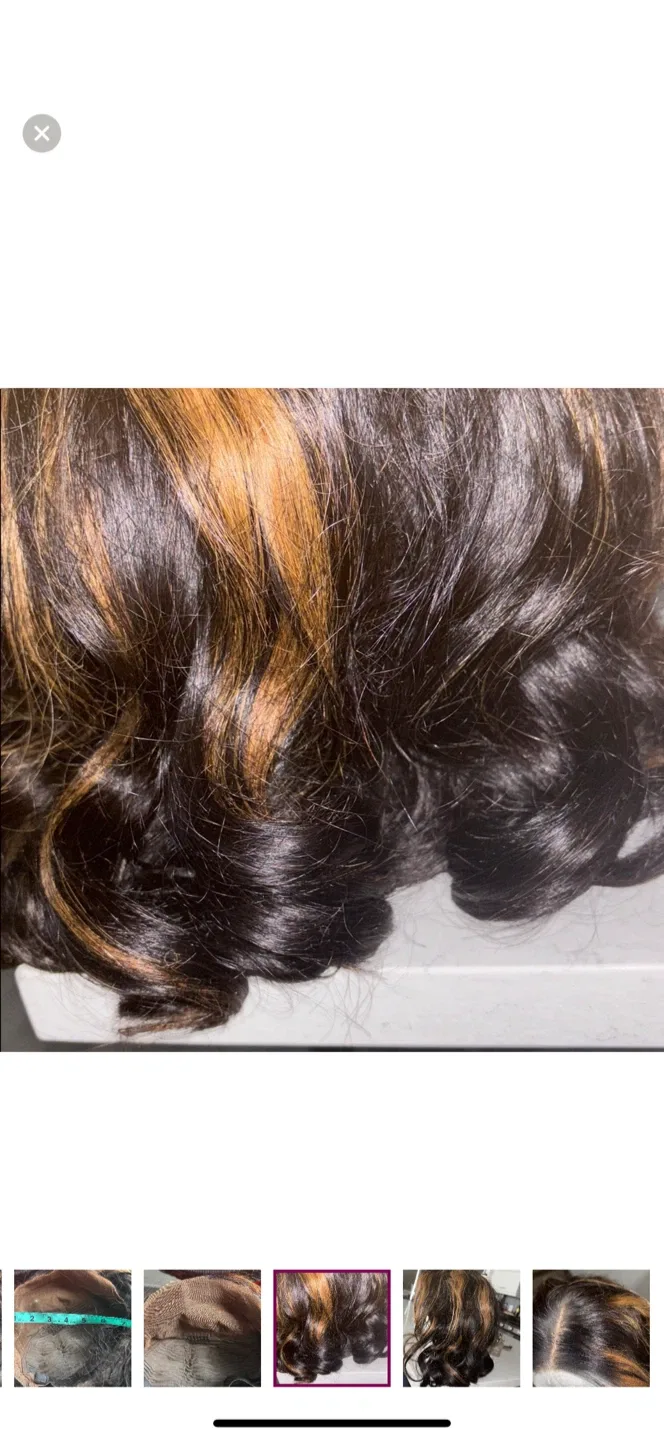 Human hair highlights Brown Wig, 14 Inches image indicator(9)