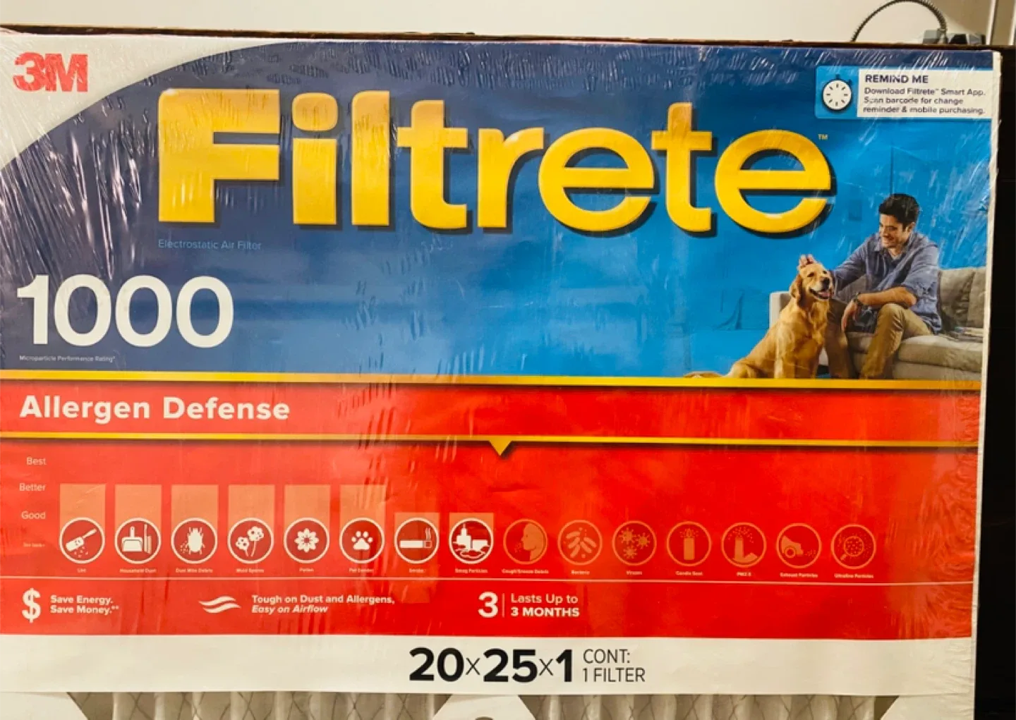 Filtrete 1000 Allergen Defense Air Filter 20x25x1 image indicator(2)