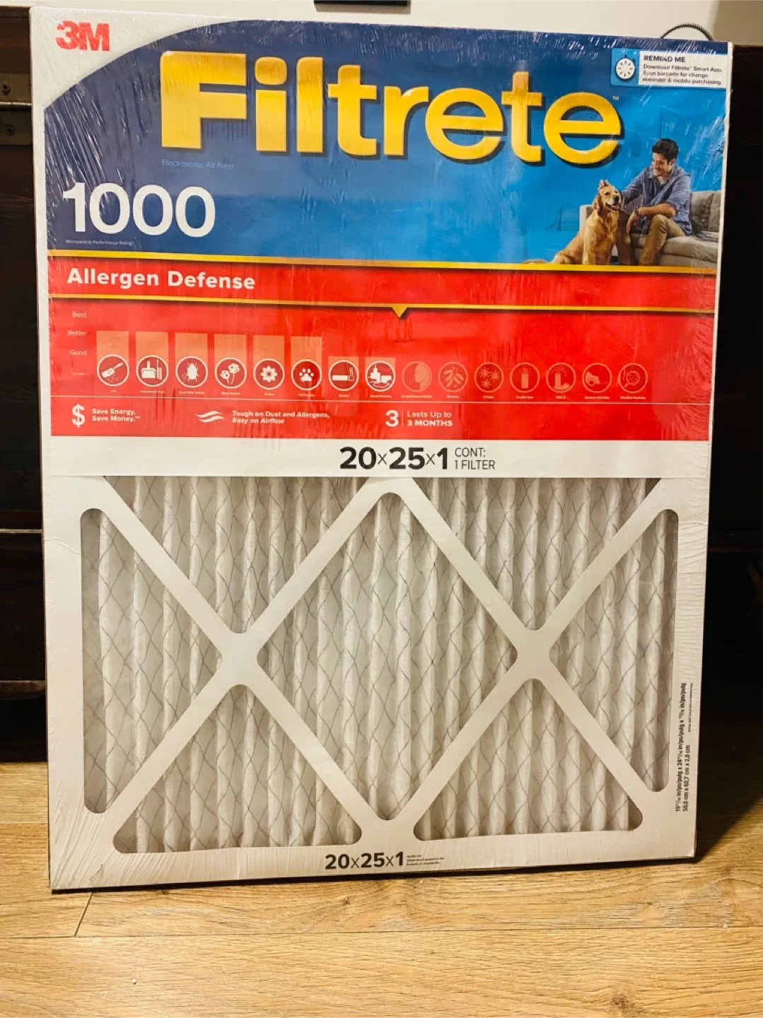 Filtrete 1000 Allergen Defense Air Filter 20x25x1 thumbnail