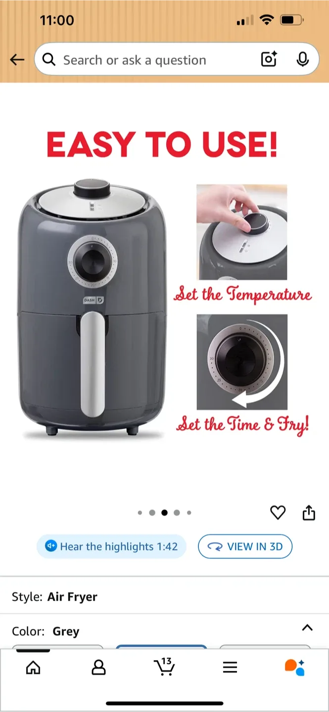 DASH Compact Air Fryer - Grey image indicator(5)