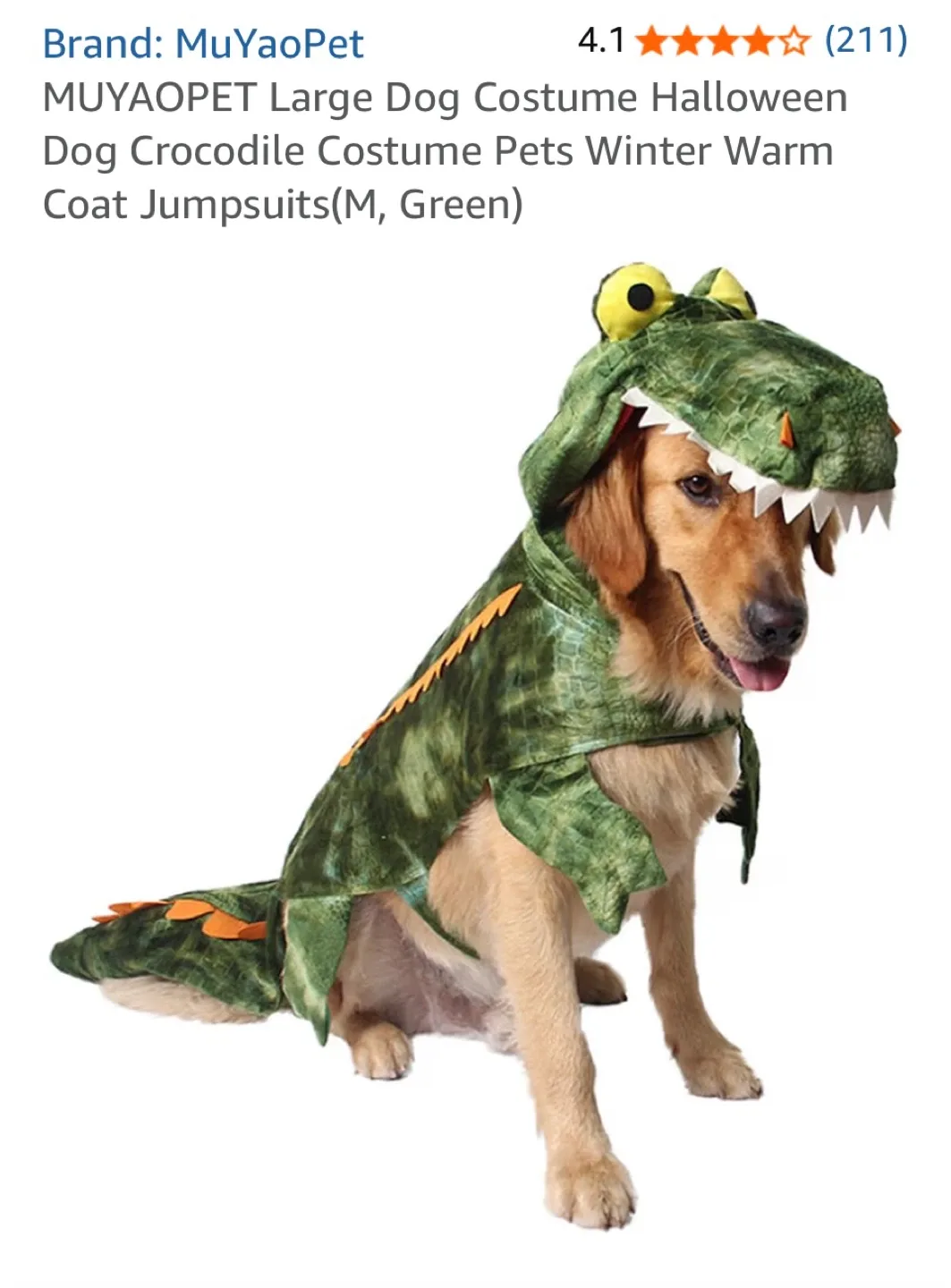 Dog Crocodile Costume - Size Medium image indicator(6)