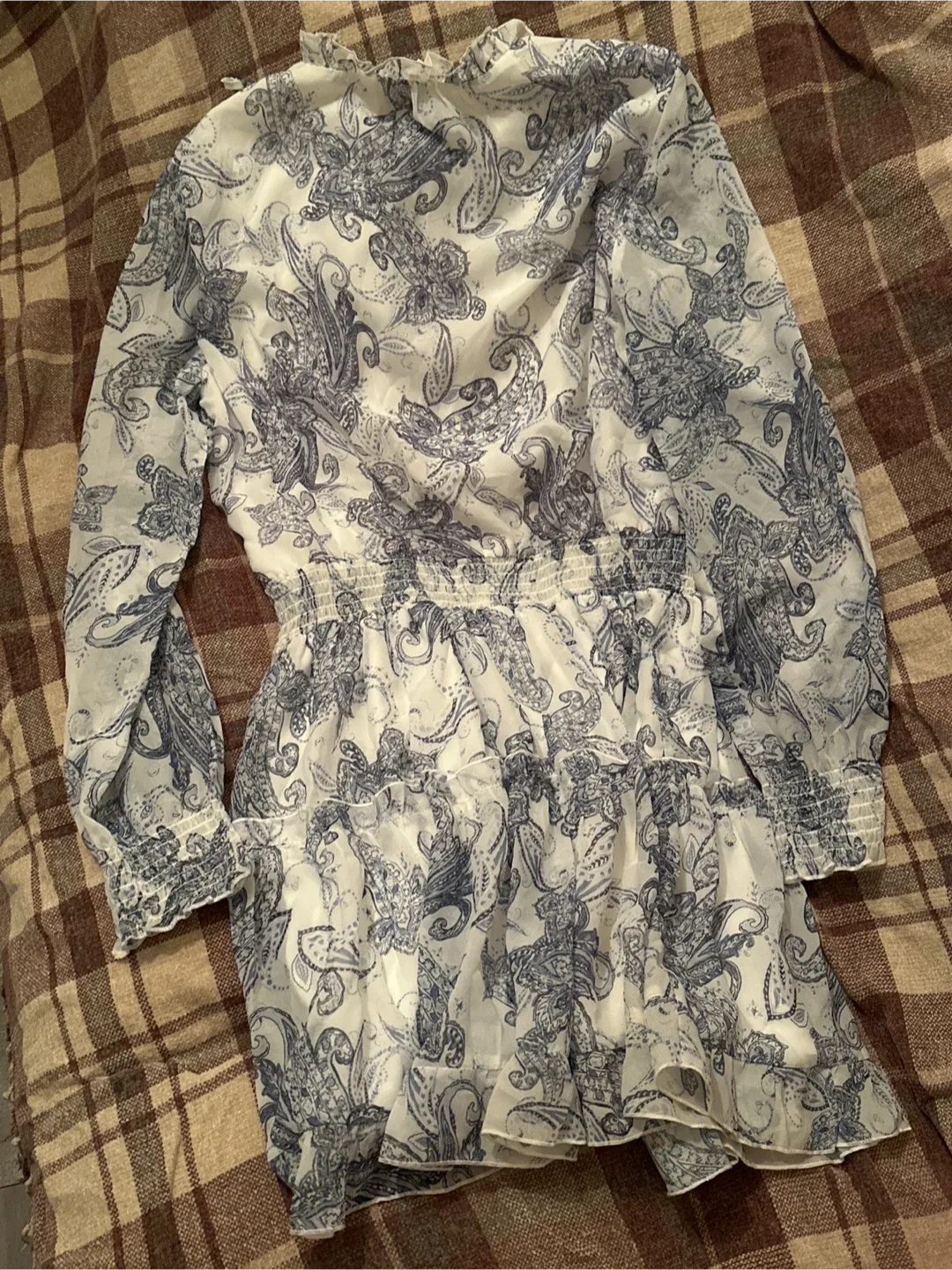 White and Blue Patterned Dress thumbnail