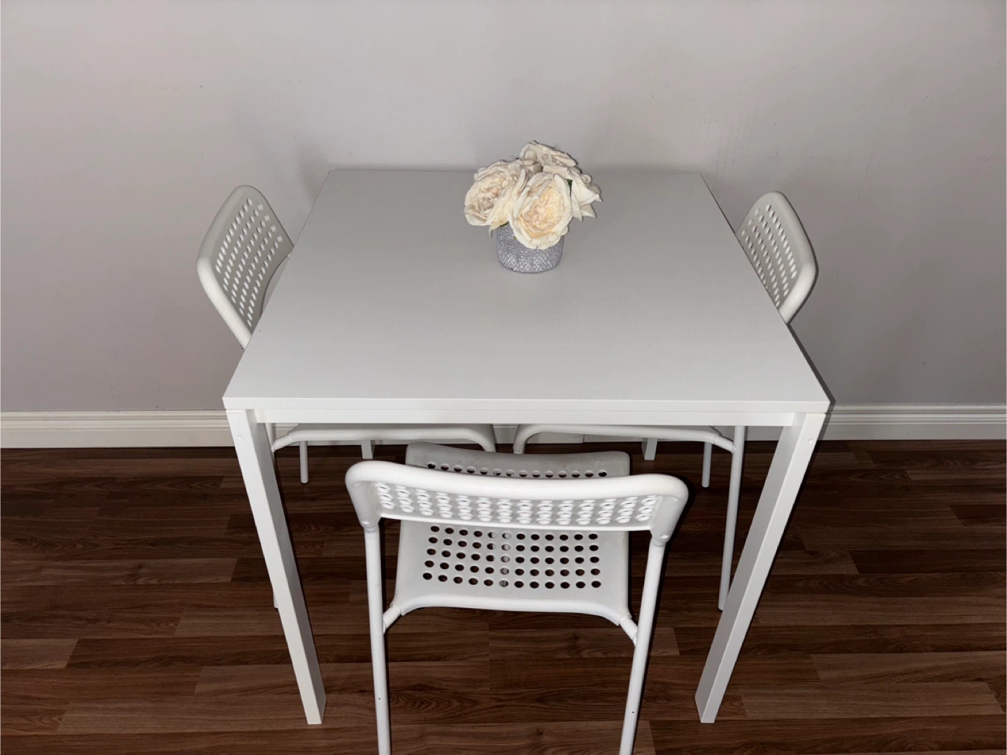 IKEA VIHALS dining Table with 3 Chairs - White