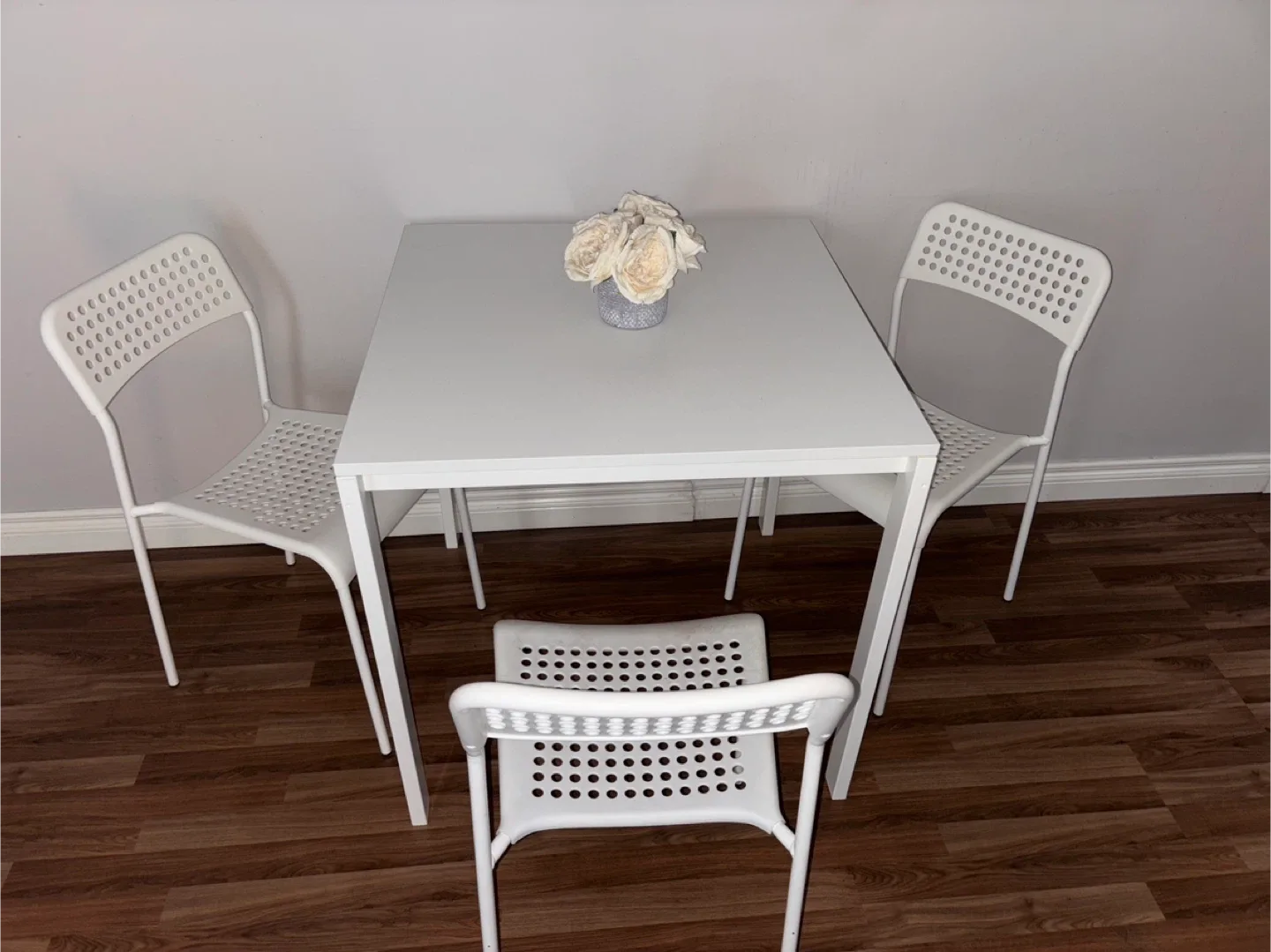 IKEA VIHALS dining Table with 3 Chairs - White image indicator(2)