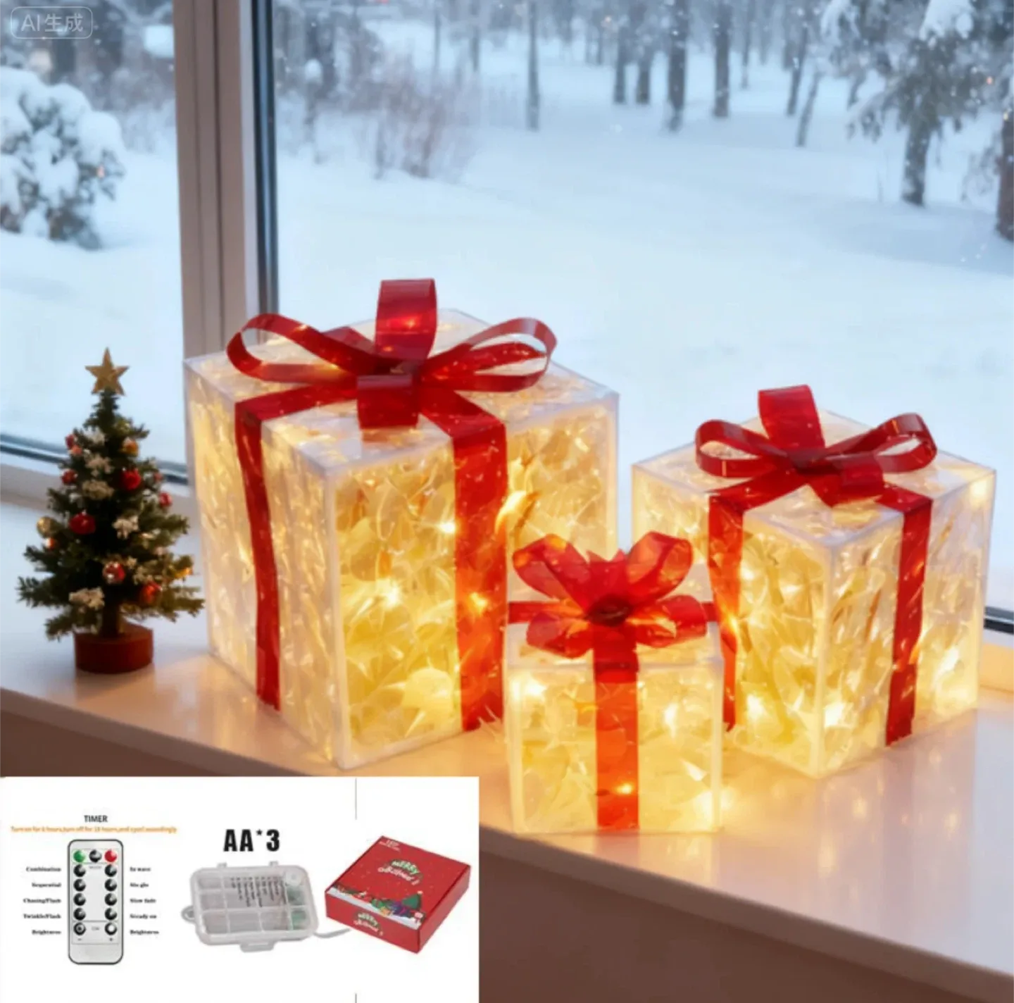 LED Lighted Gift Boxes - Set of 3 thumbnail