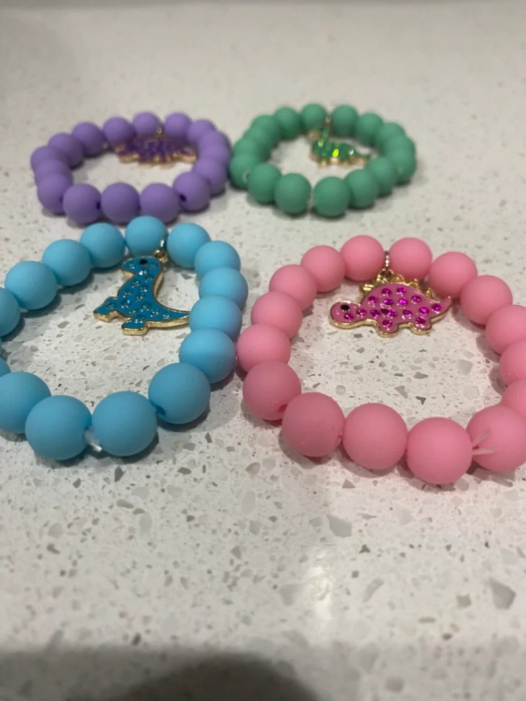 New in Bag 4 Dinosaur Charm Bead Bracelets - Kids image indicator(2)