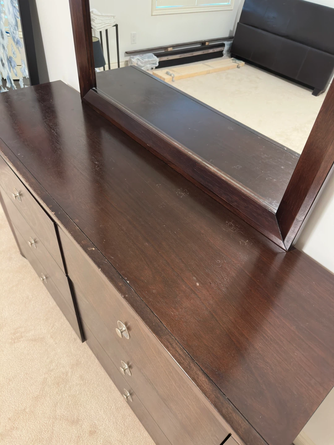 Wood Dresser with Mirror - Brown - photo 4