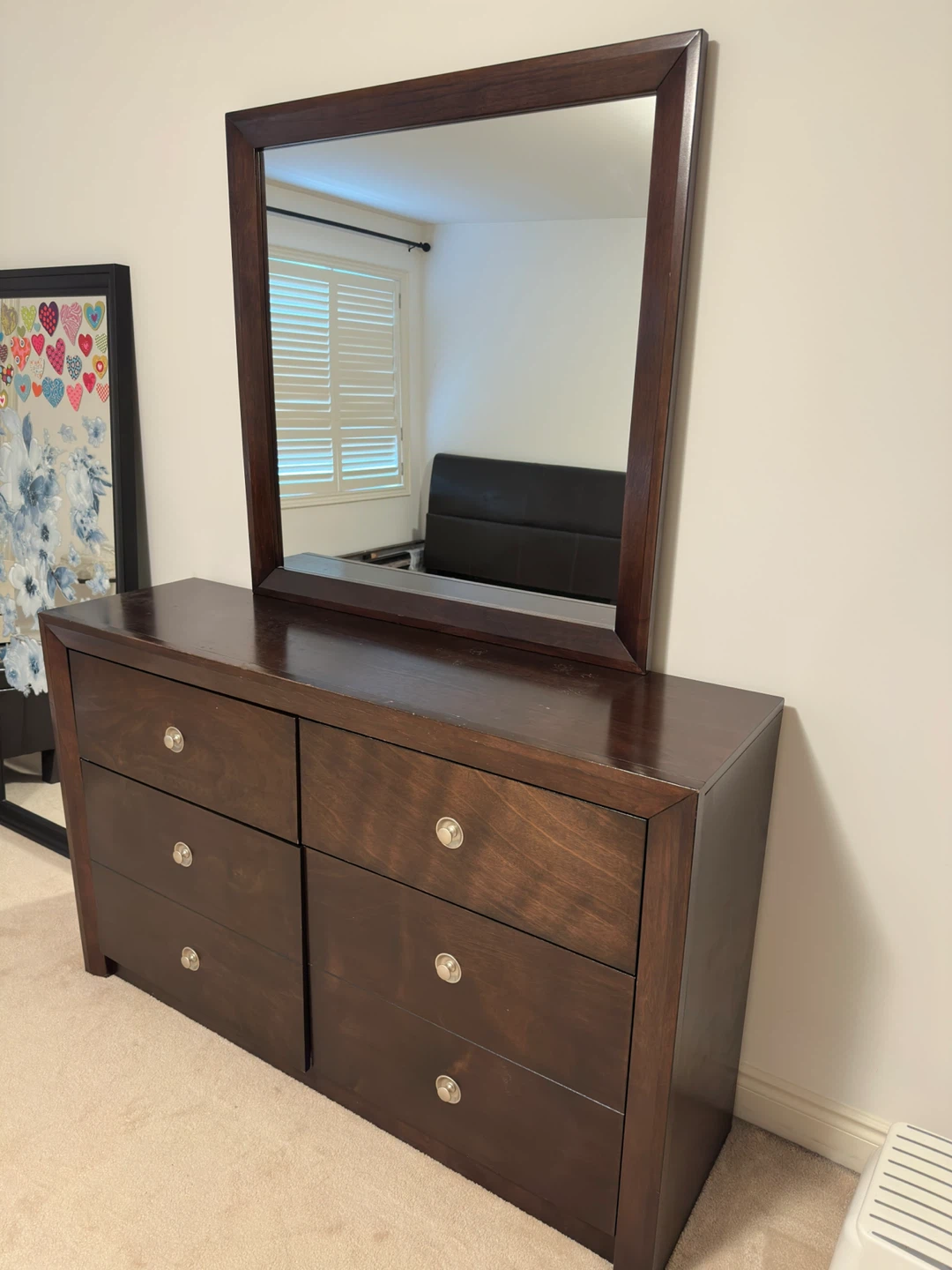 Wood Dresser with Mirror - Brown - photo 2
