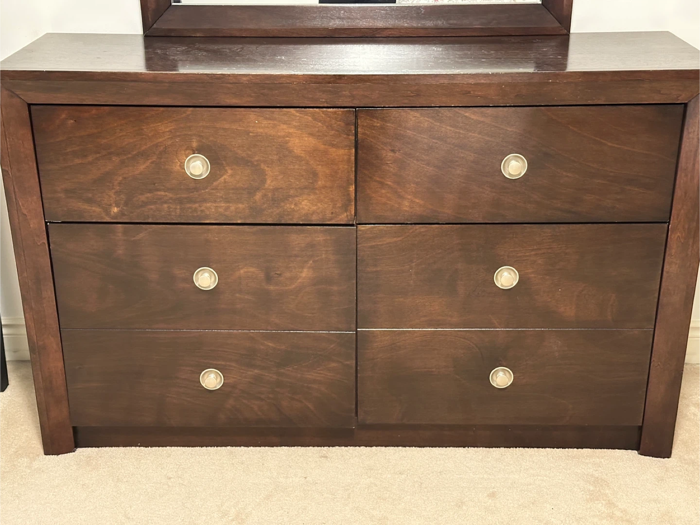 Wood Dresser with Mirror - Brown - photo 3