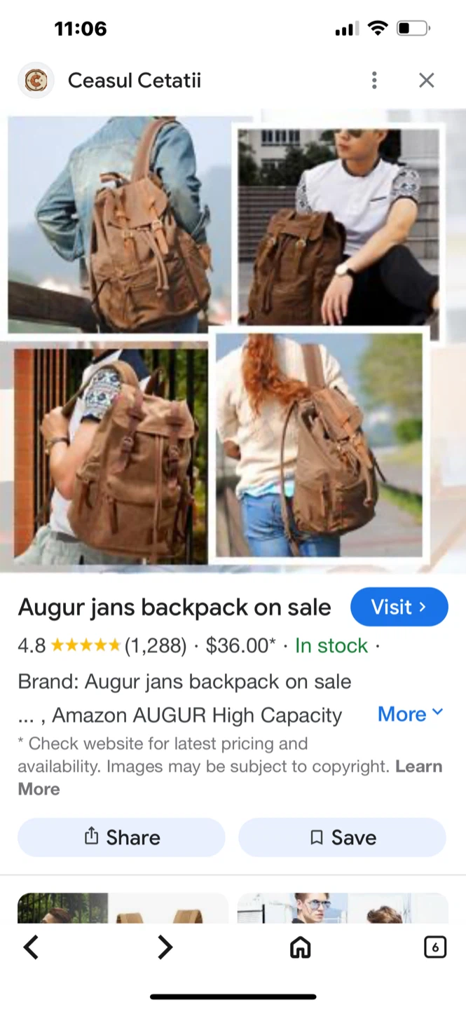 Augur Jans Brown Canvas Backpack