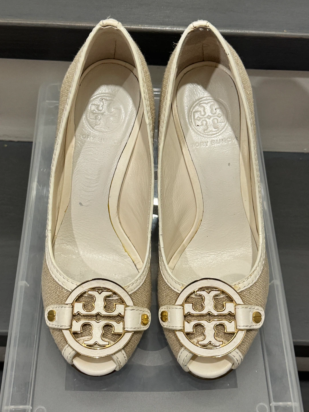 Tory Burch Amanda open toe wedge pumps size 7 - photo 5