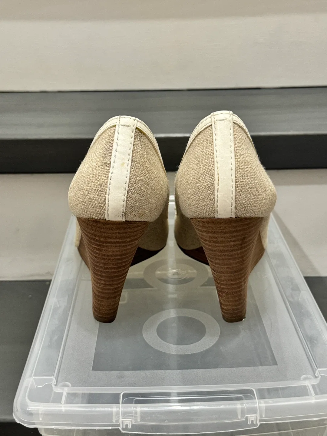 Tory Burch Amanda open toe wedge pumps size 7 image indicator(3)