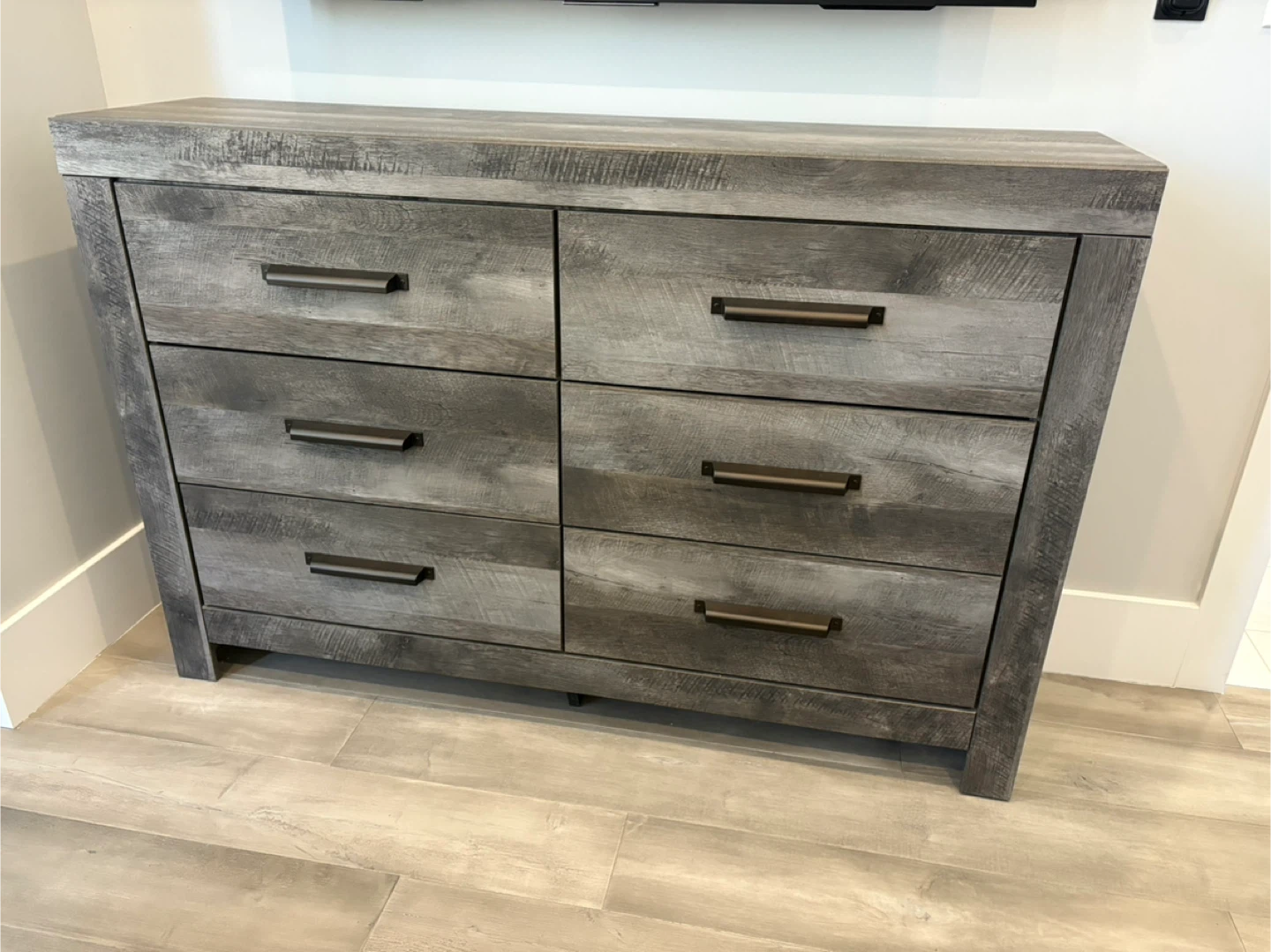 Grey Wood 6-Drawer Dresser
