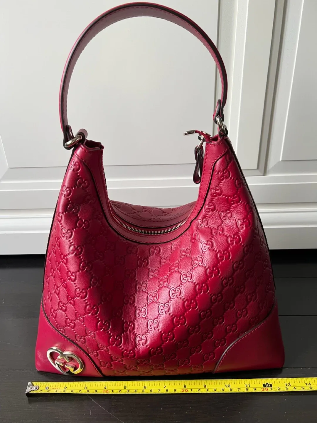 Gucci guccissima leather hobo red thumbnail