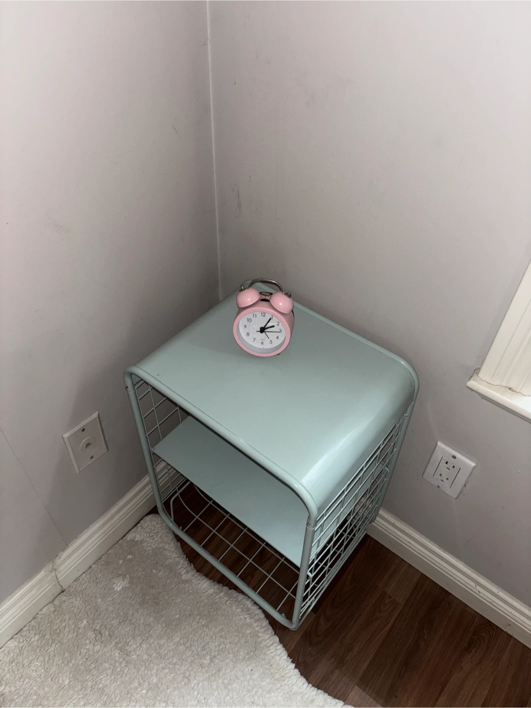 Light Blue Metal Wire Shelf Nightstand - photo 3