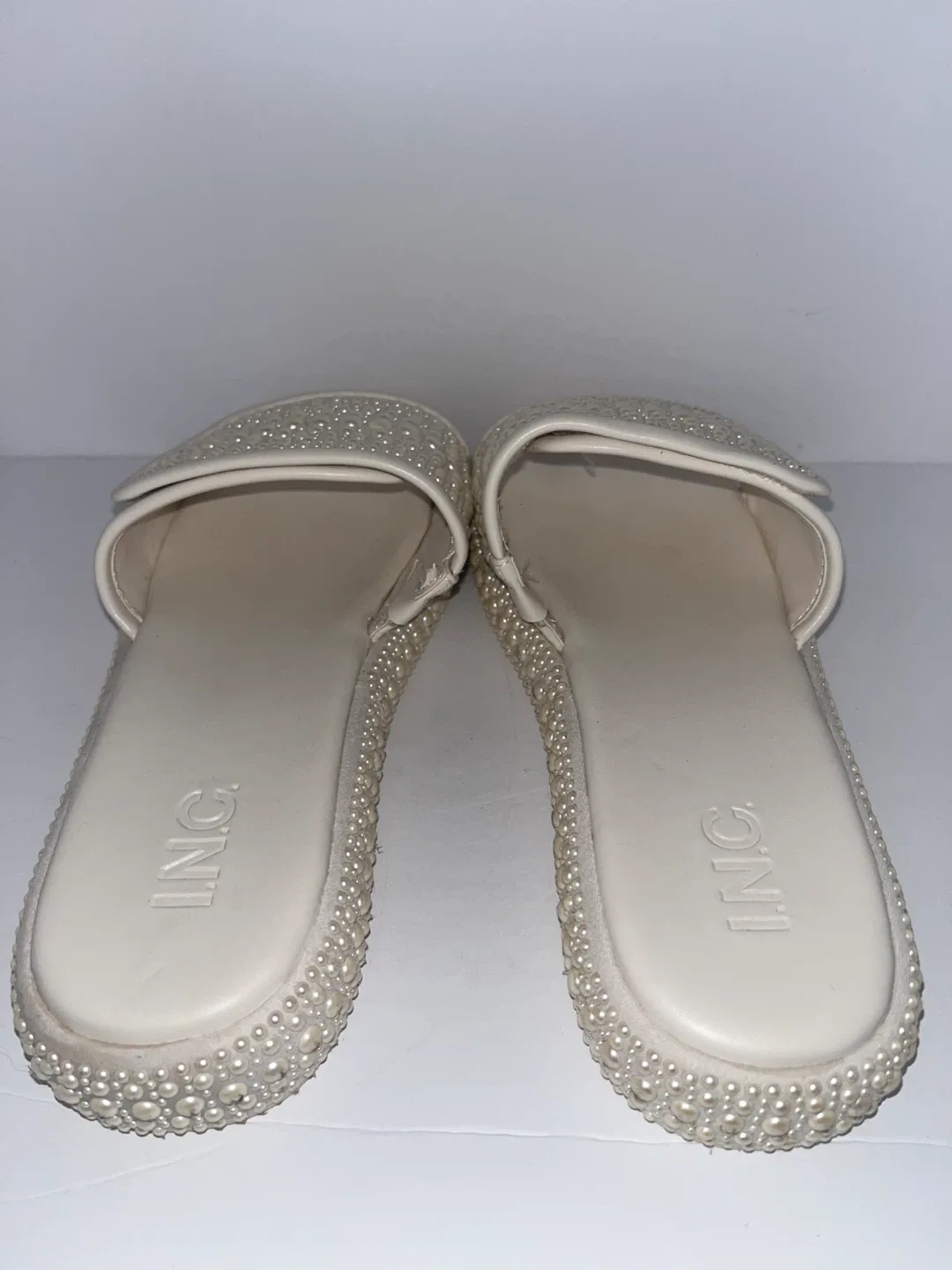 INC Pearl Embellished Slide Sandals image indicator(6)