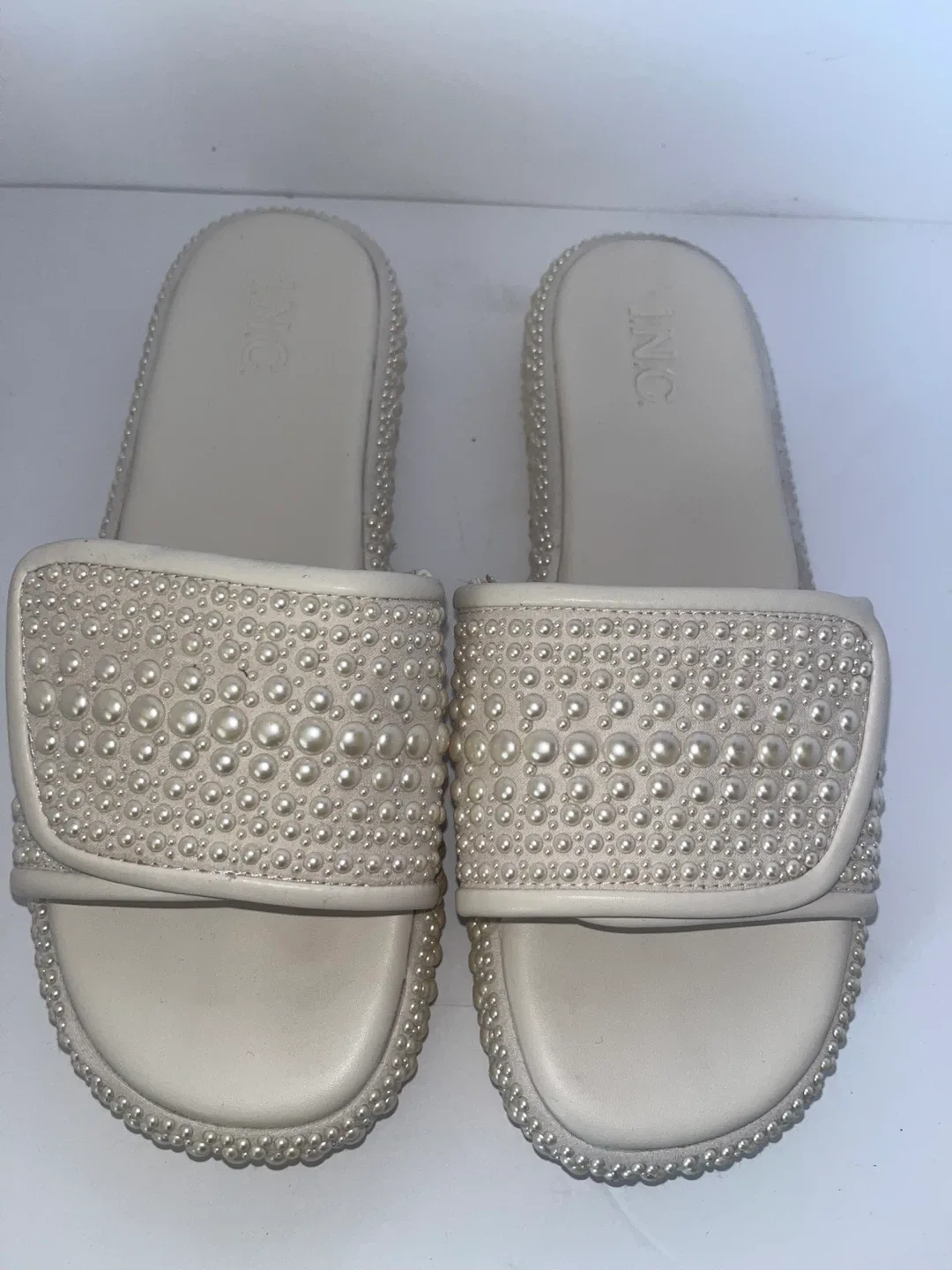 INC Pearl Embellished Slide Sandals image indicator(2)