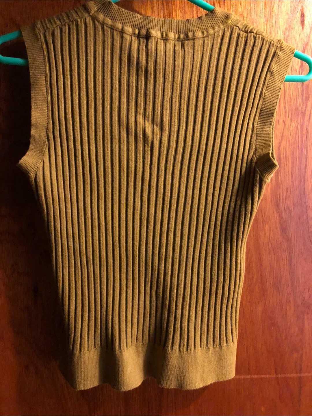 ONE-K Olive Green Ribbed Knit Tank Top for female image indicator(3)