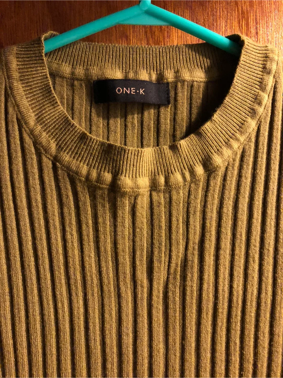 ONE-K Olive Green Ribbed Knit Tank Top for female image indicator(2)