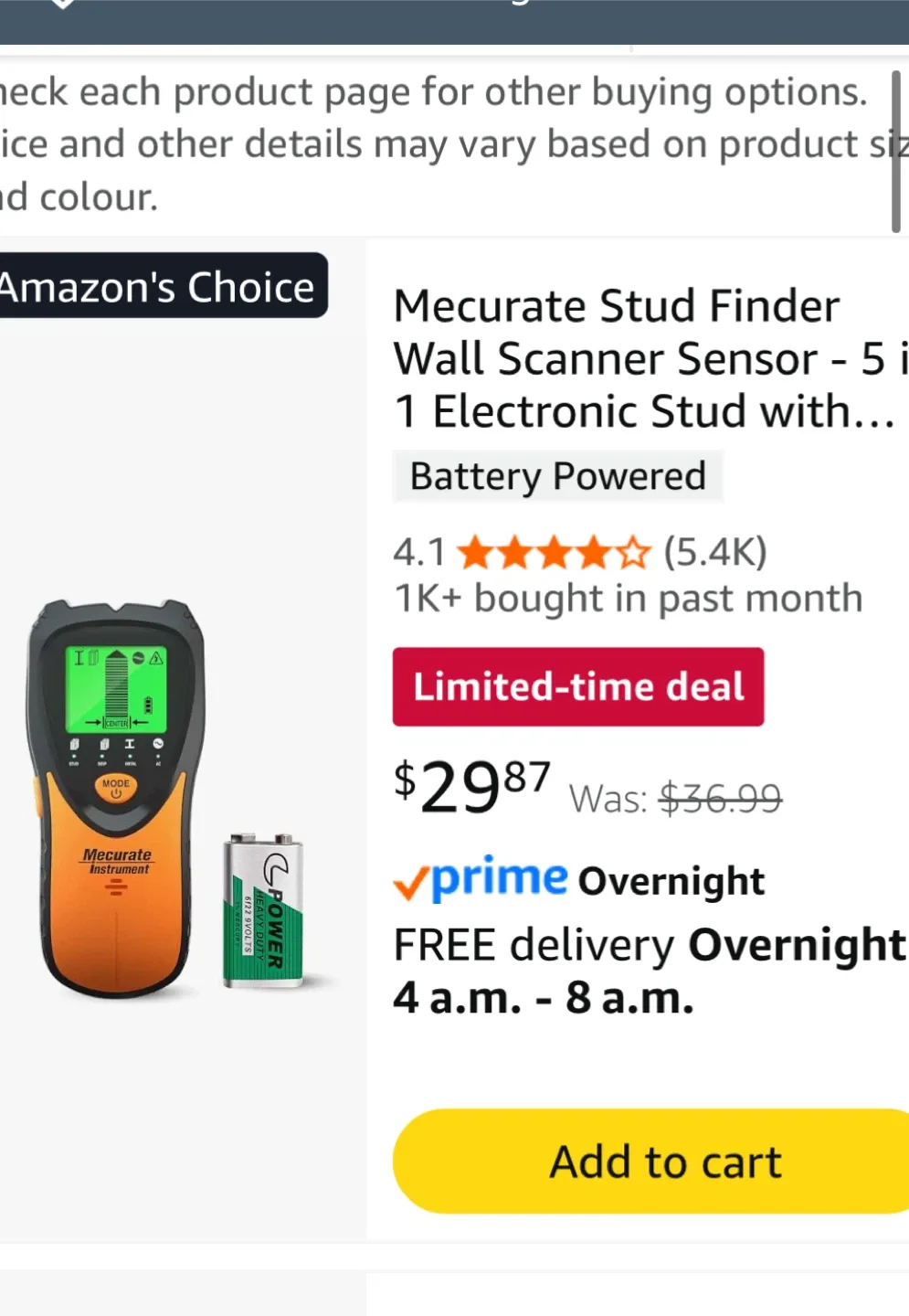Mecurate Stud Finder Wall Scanner thumbnail