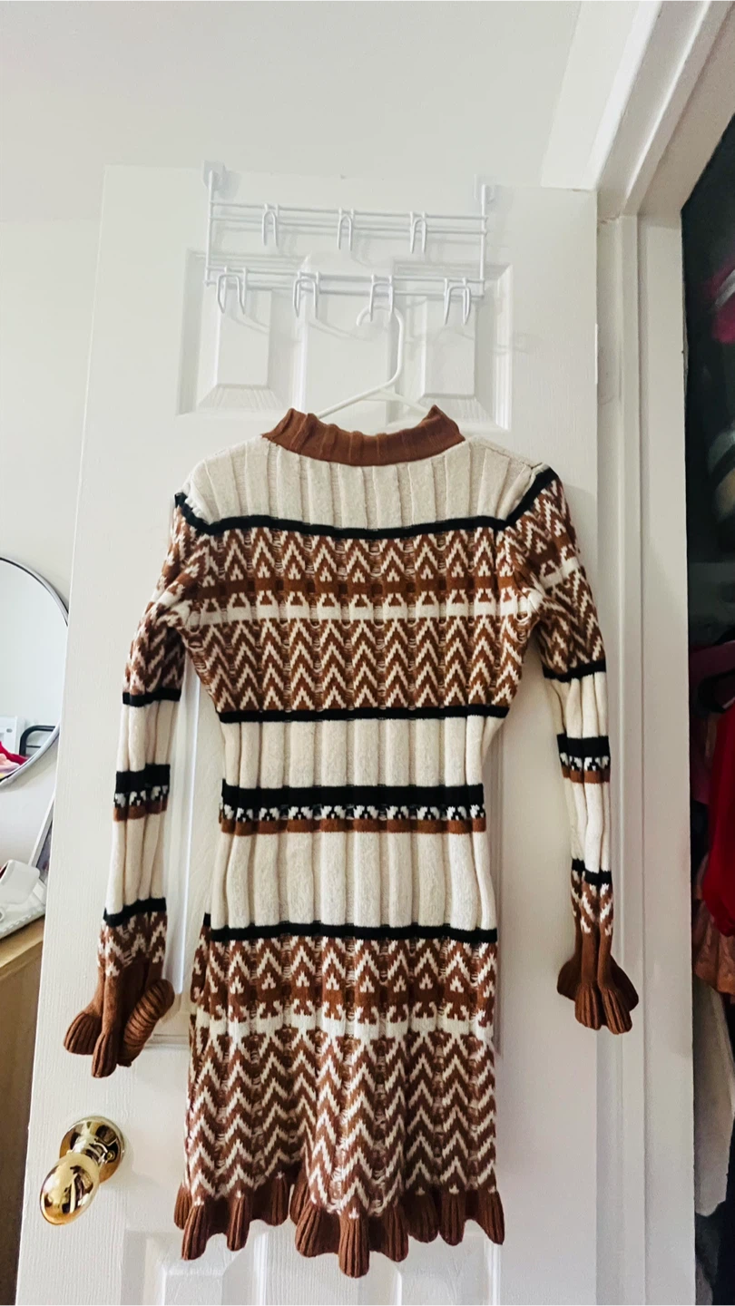 Patterned sweater Knit Mini Dress