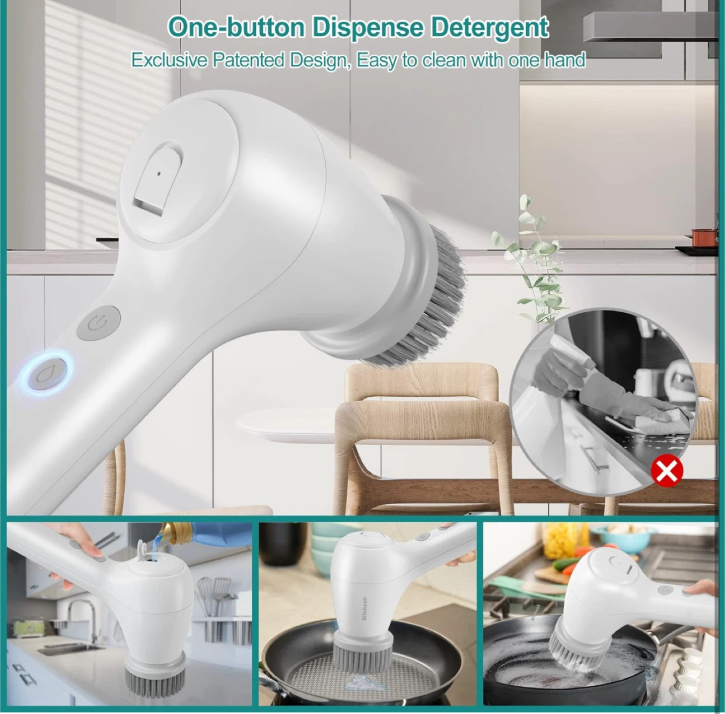 Bifoheek Electric Spin Scrubber with 5 Brush Heads - photo 2