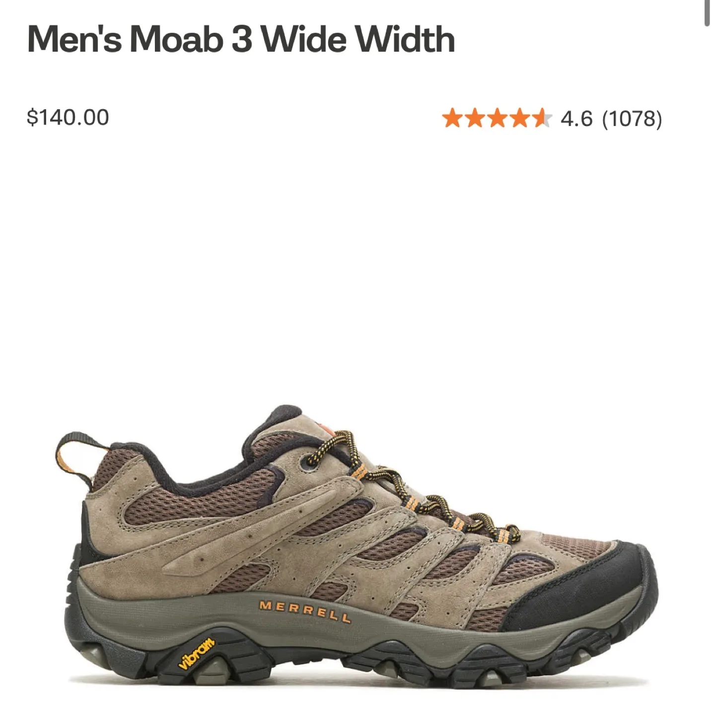 Merrell Moab 3 Wide Width Men's Hiking Shoes image indicator(5)
