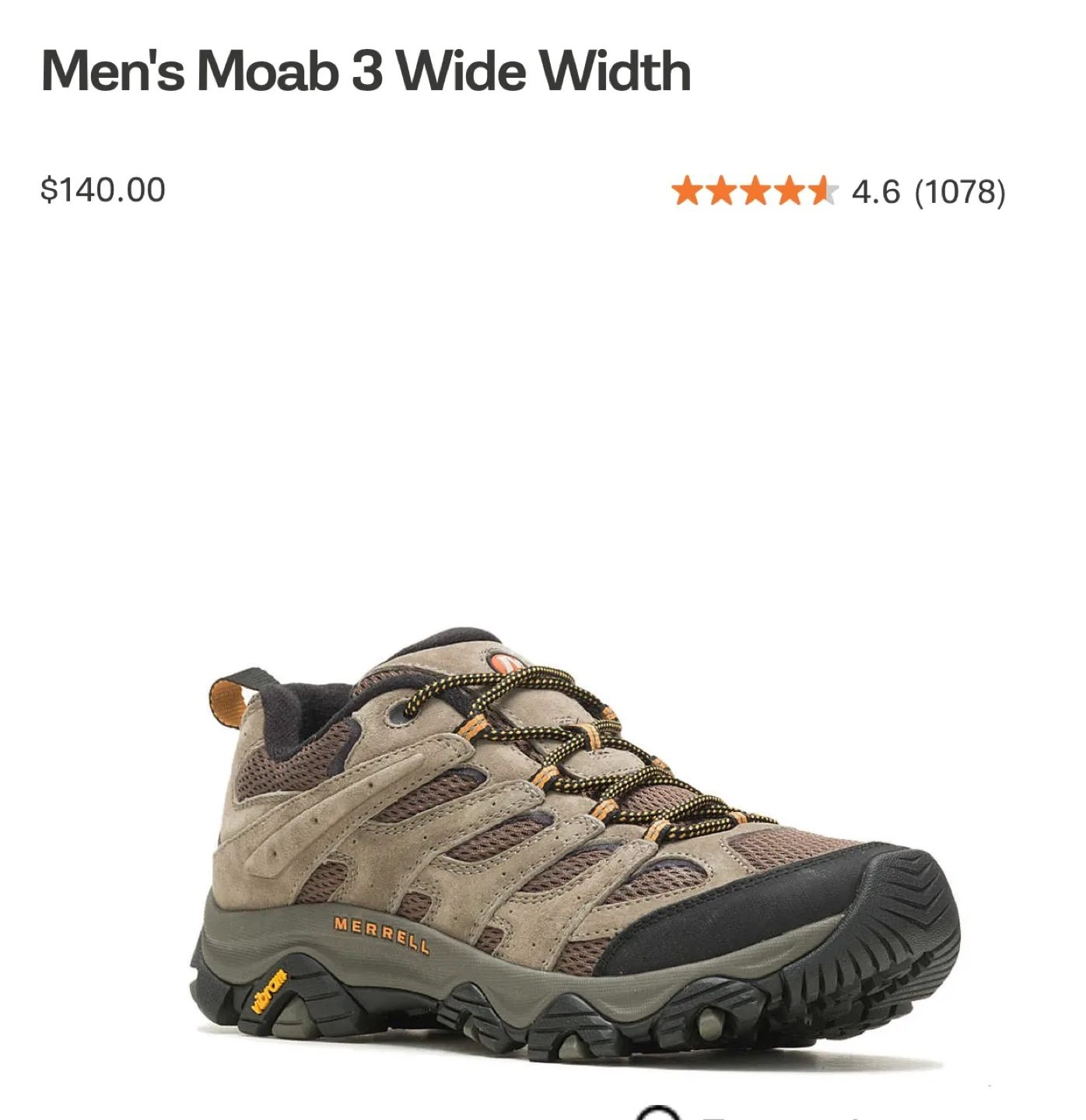 Merrell Moab 3 Wide Width Men's Hiking Shoes image indicator(4)
