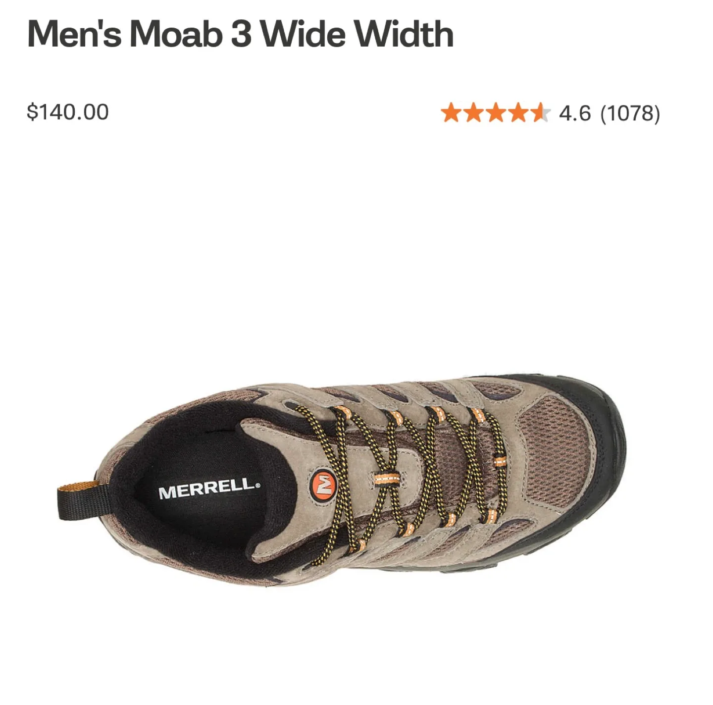 Merrell Moab 3 Wide Width Men's Hiking Shoes image indicator(3)