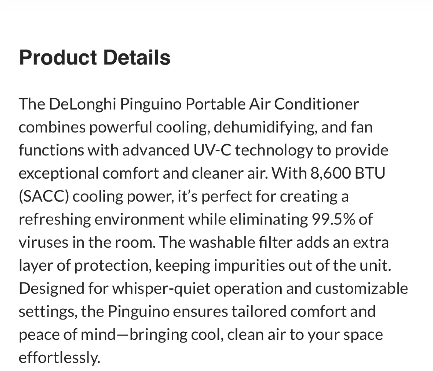 New DeLonghi Pinguino 3-in-1 Portable Air Conditioner image indicator(5)