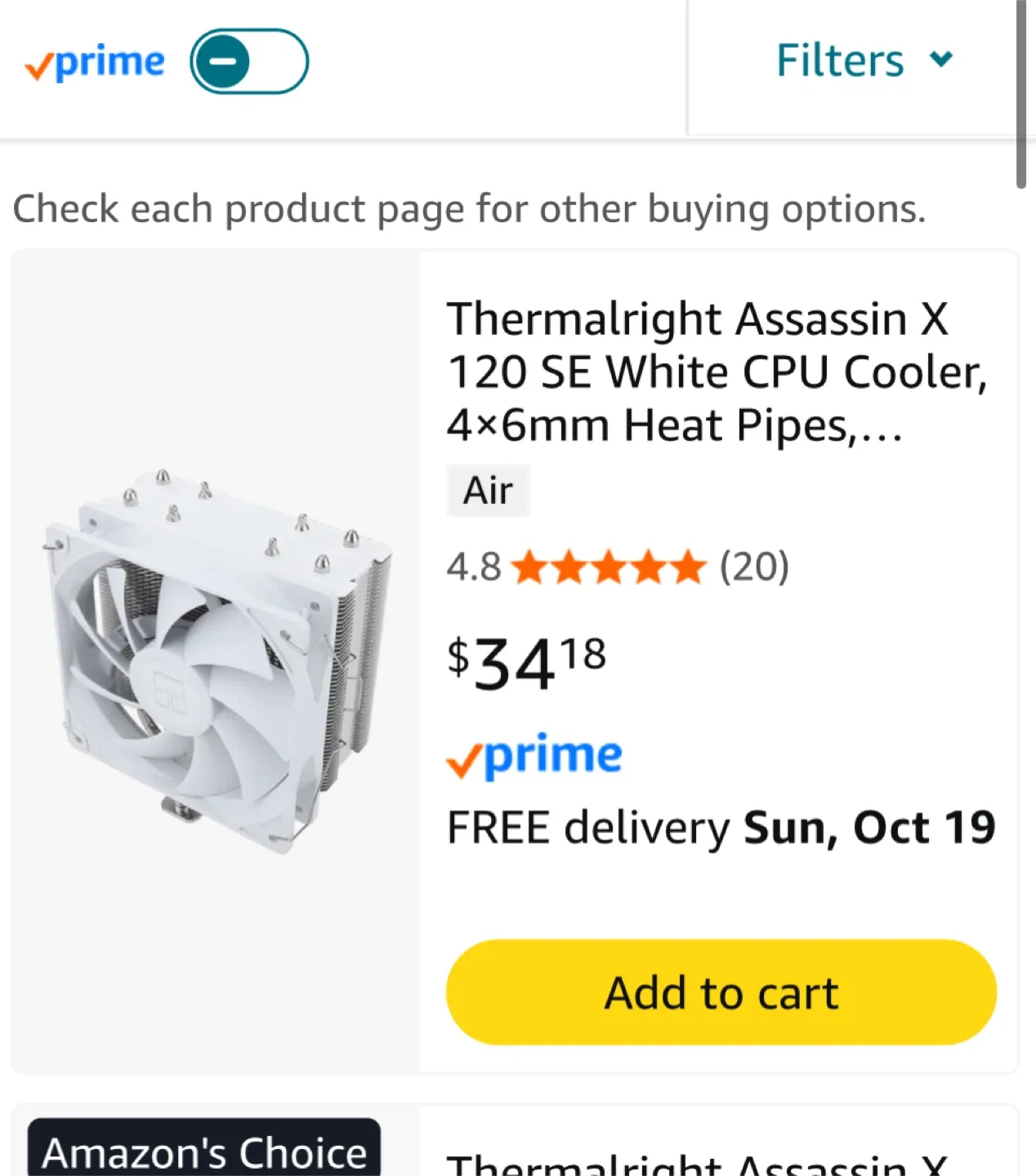 Thermalright Assassin X 120 SE White CPU Cooler thumbnail