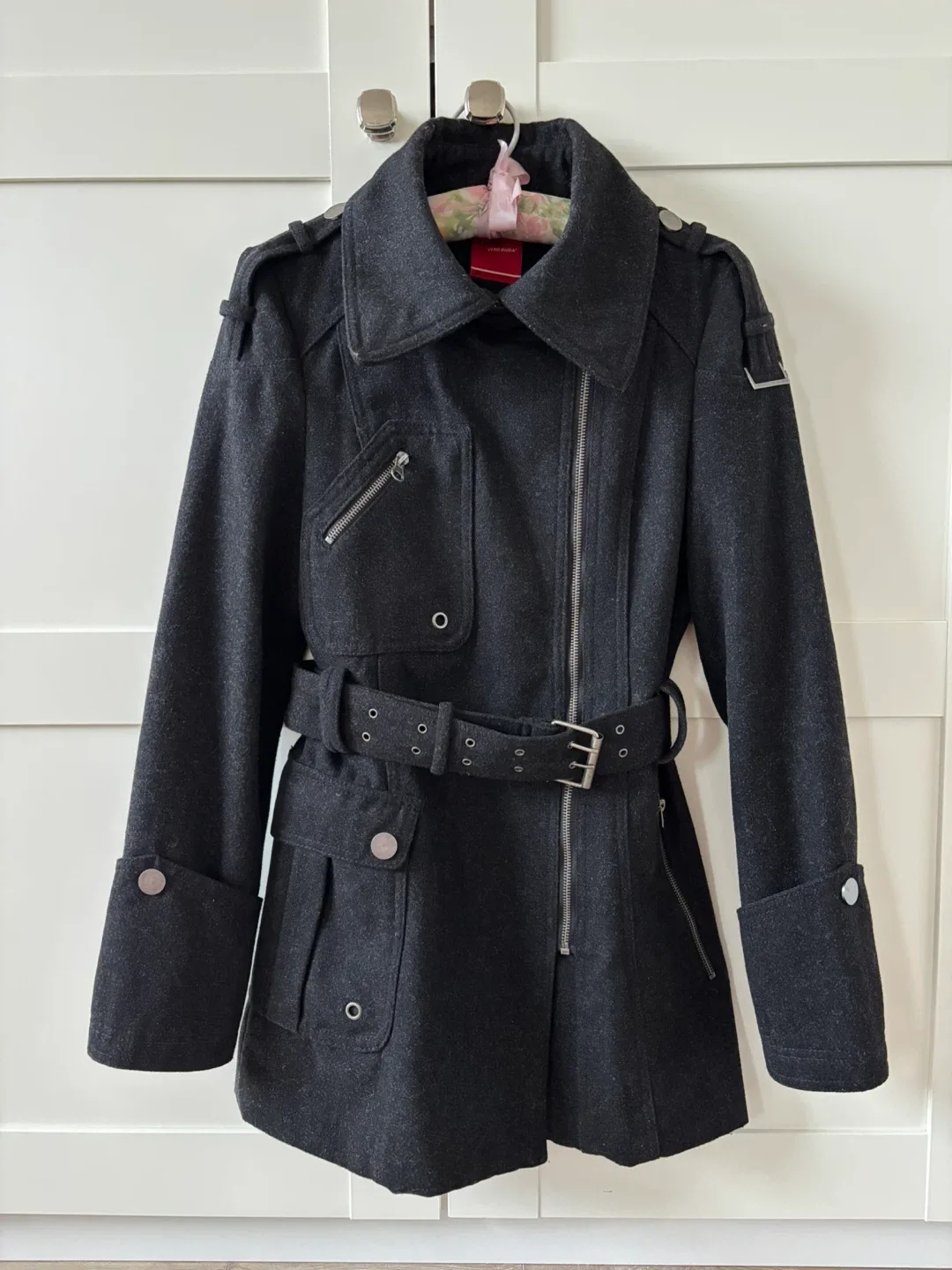 Vero Moda Black Wool Blend Belted Coat/Jacket image indicator(4)