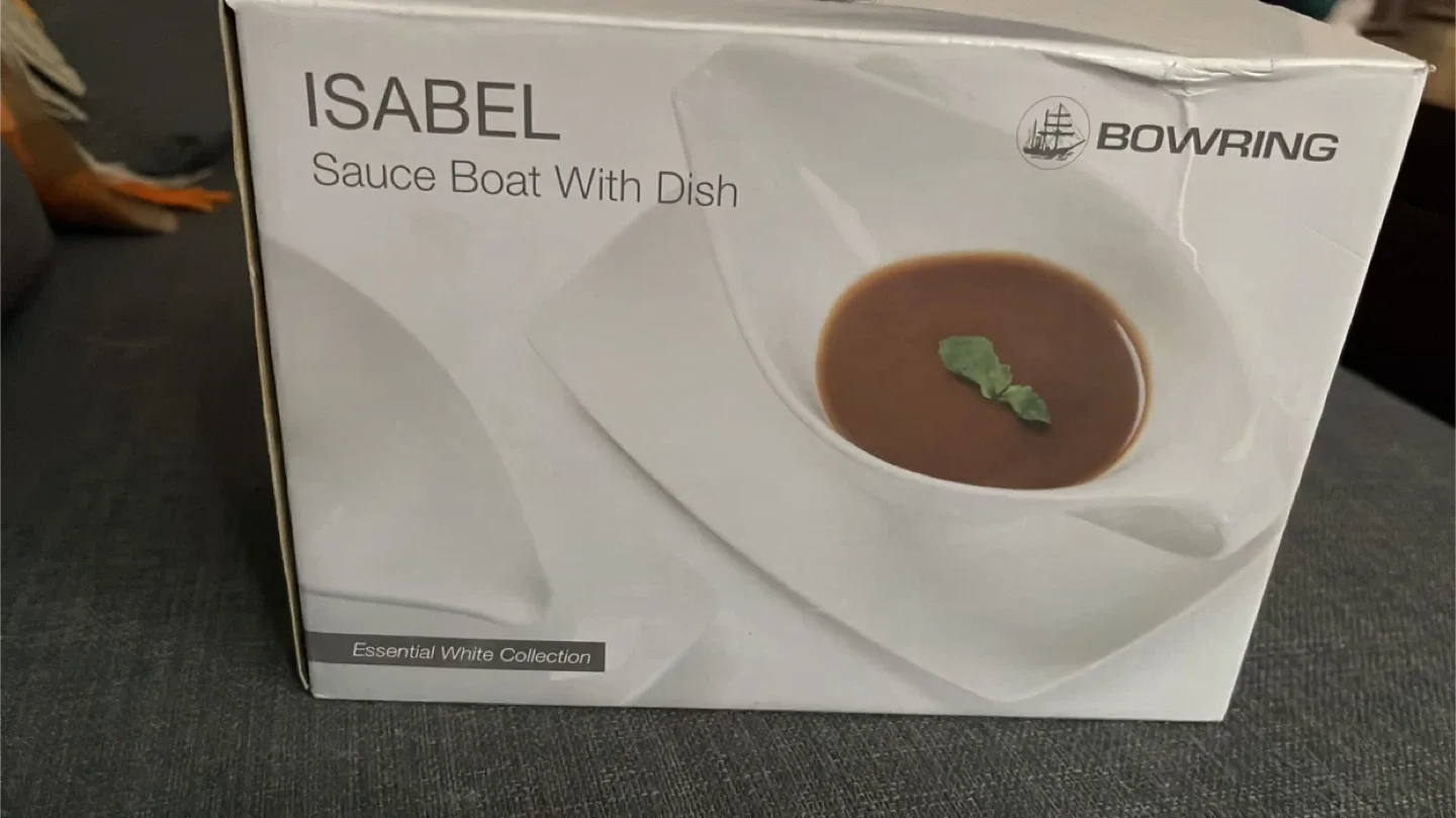 White Gravy Boat with Plate, new image indicator(9)