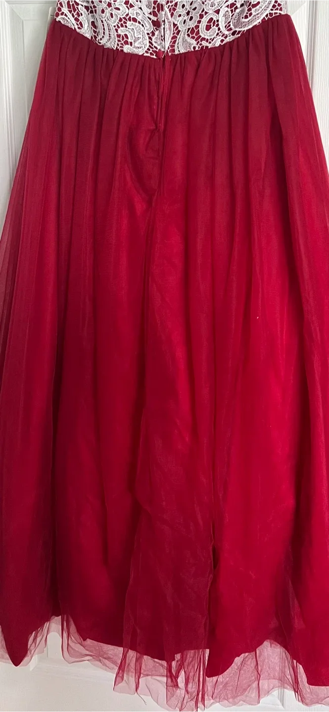 Red and White Lace Formal Dress image indicator(3)