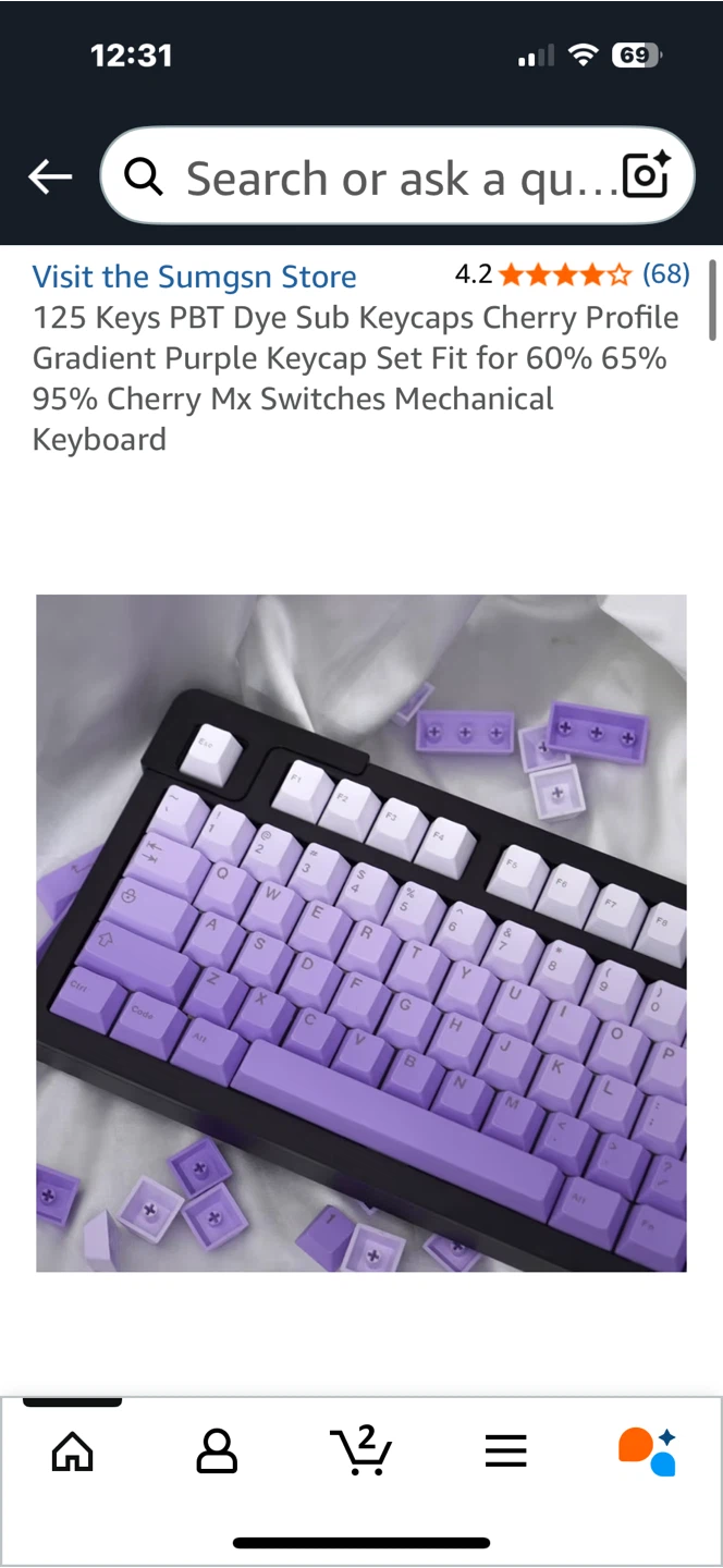 125 Keys PBT Dye Sub Keycaps - Purple Gradient - photo 2