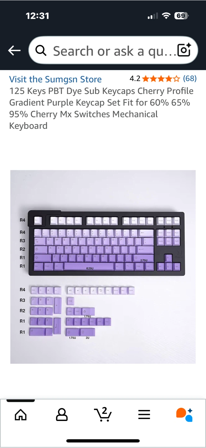 125 Keys PBT Dye Sub Keycaps - Purple Gradient - photo 3