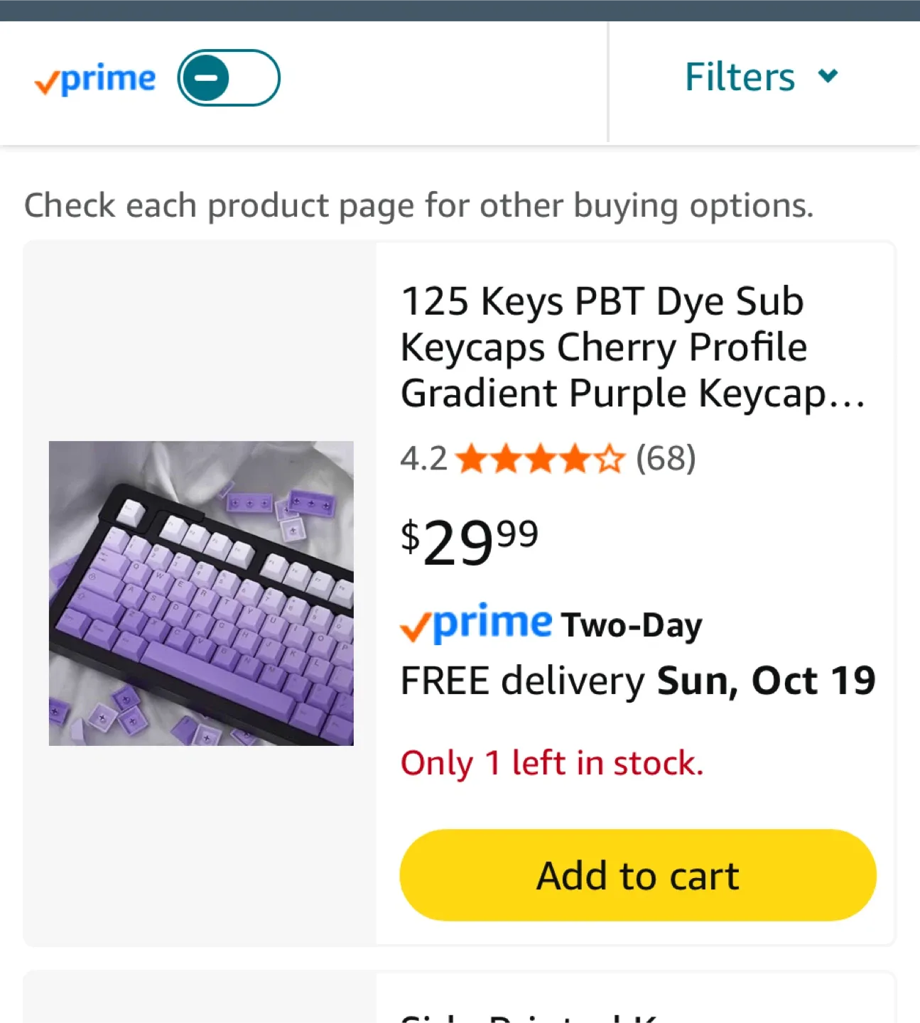 125 Keys PBT Dye Sub Keycaps - Purple Gradient thumbnail