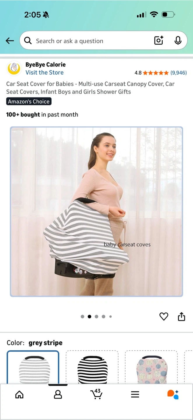 ByeBye Calorie Car Seat Cover - Grey Stripe - photo 2