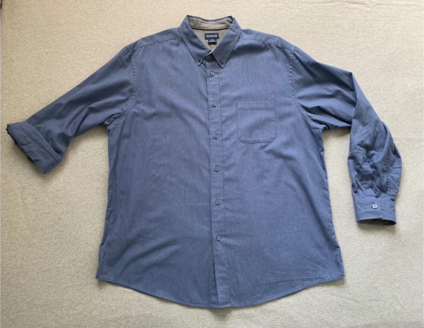 Haggar Men’s Blue Button-Down Shirt - Size XXL