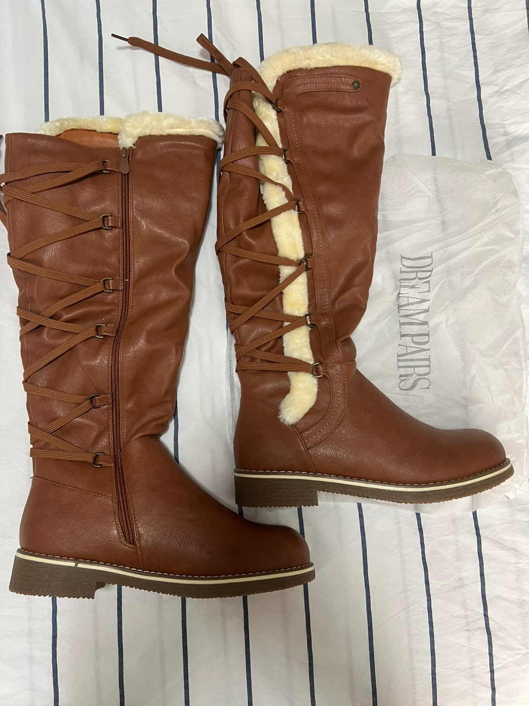 Dream Pairs Brown Faux Leather Boots - Size 10