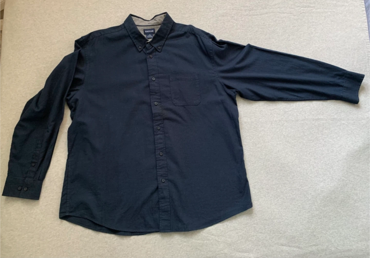 Men’s Haggar XXL Long Sleeve Dark Navy Button Down Shirt