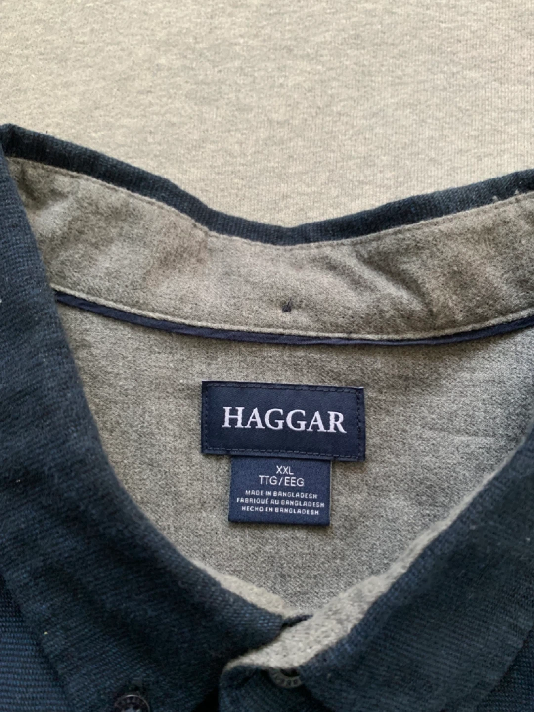 Men’s Haggar XXL Long Sleeve Dark Navy Button Down Shirt - photo 3