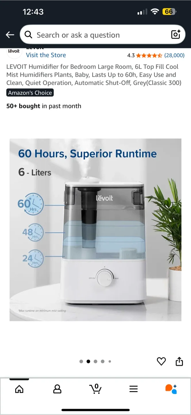 Levoit Classic 300 Lite Ultrasonic Cool Mist Humidifier image indicator(4)