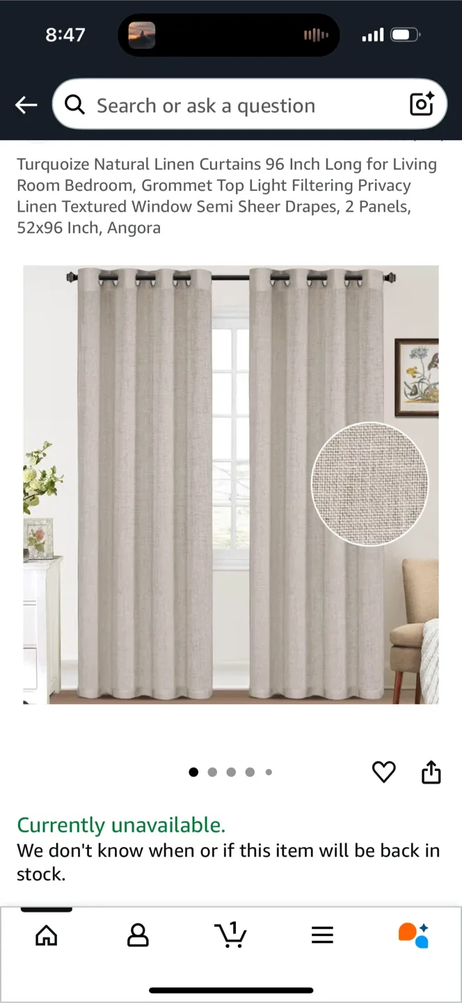 Turquoize Natural Linen Curtains 96 Inch thumbnail