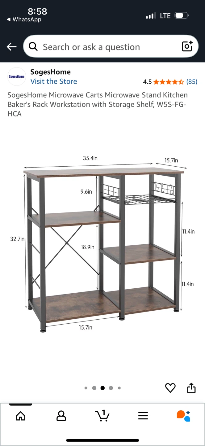Microwave Cart Kitchen storage unit - photo 2