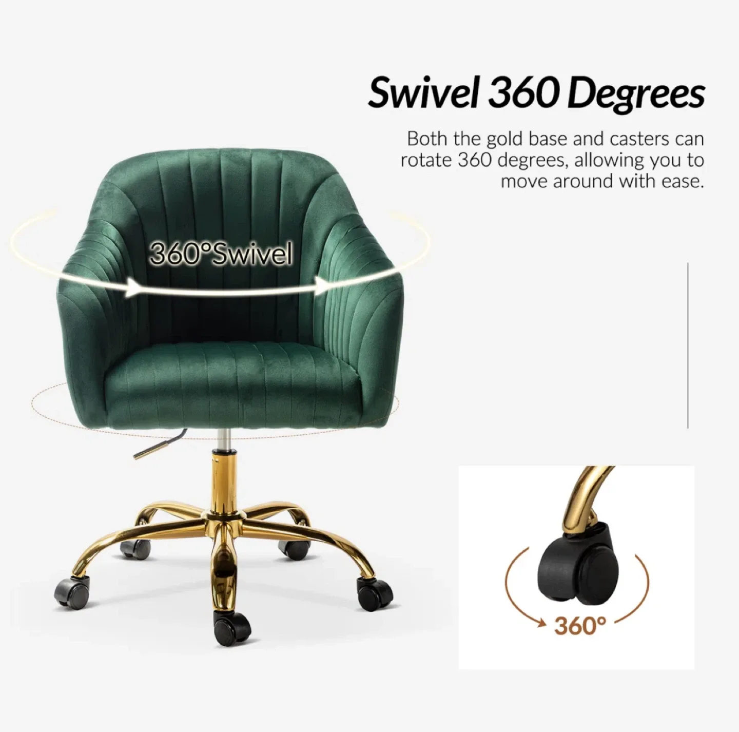 Green Velvet Swivel Office Chair image indicator(6)