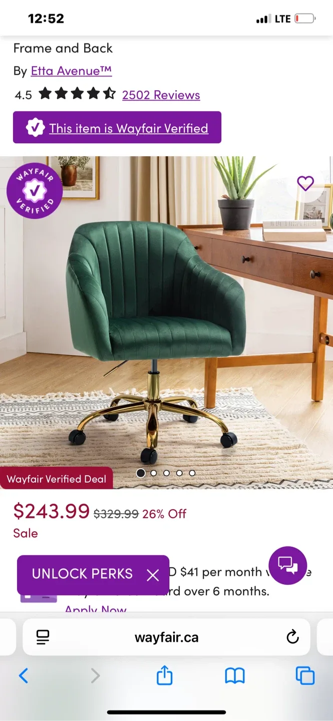Green Velvet Swivel Office Chair image indicator(2)