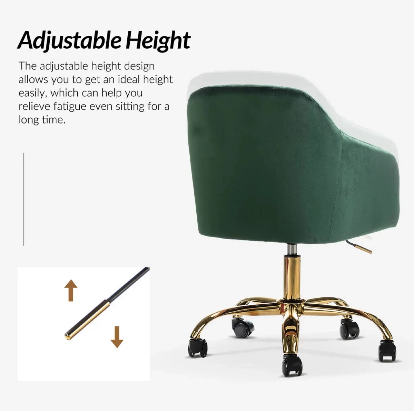 Green Velvet Swivel Office Chair image indicator(7)